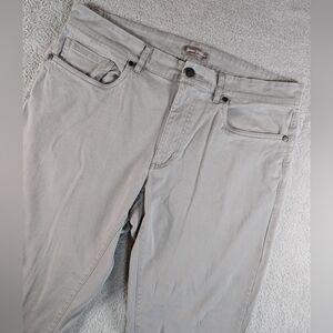 Hickey Freeman Men Grey 5 Pocket Straight Leg Stretch Cotton Pants 34x30